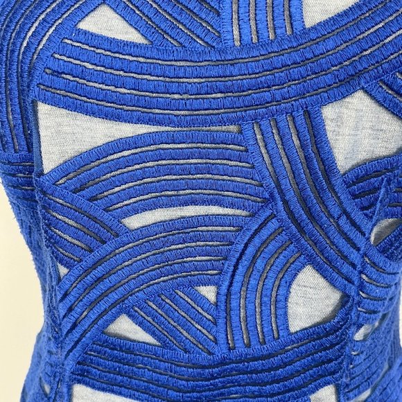 Robert Rodriguez Womens Azure Swirl Mini Dress Blue Short Cap Sleeves size 4 - Picture 7 of 12